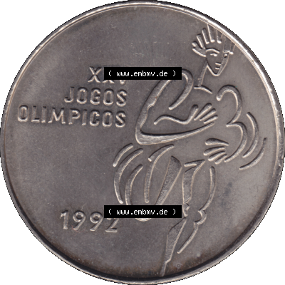 Alte Gedenkmünze aus Portugal als PNG-Grafik 1992, 200 Escudos, XXV Jogos Olimpicos. Rückseite der portugiesischen 200 Escudos Gedenkmünze aus Portugal vor der Euro-Einführung... Sammlung