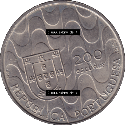 Alte Gedenkmünze aus Portugal als PNG-Grafik 1992, 200 Escudos, Presidencia da Comunidade Europeia. Vorderseite der 200 Escudo Gedenkmünze aus Portugal vor Einführung... Sammlung