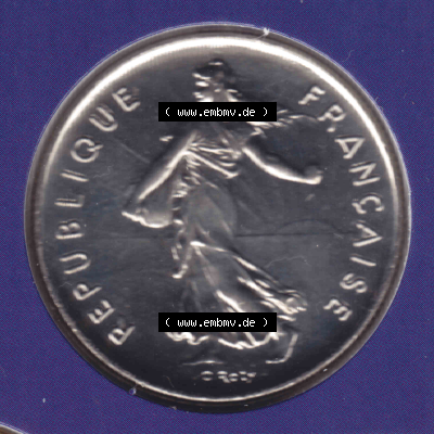 Münze Frankreich aus KMS Umlaufmünzen Sammlung in PNG 2000, 2 Francs (2) - Digitales Münzen-Bildmaterial einer französischen Francs Münze aus Frankreich aus KMS... Sammlung