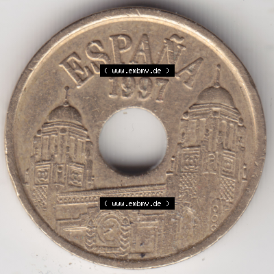 Münze Spanien / España Umlaufmünzen Sammlung in PNG 1997-1997, 25 PTAS - Peseten (2) - Digitales Münzen-Bildmaterial einer spanischen Münze aus Spanien in... Sammlung