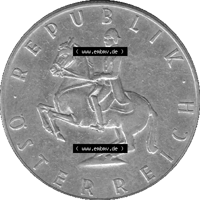 Alte Münze 5 / Fünf Schilling Österreich in s/w Schwarzweiß bzw. Graustufen Farbgebung von Scanner transparenten PNG 1960-1968, 5 Fünf Schilling 1960-02,... Sammlung