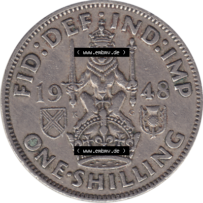 Münzen Großbritannien Umlaufmünzen Sammlung in PNG 1947-1948, 1 One Schilling - One Shilling, 1948-02 Sitzender gekrönter Löwe auf Krone (6) - Digitales... Sammlung