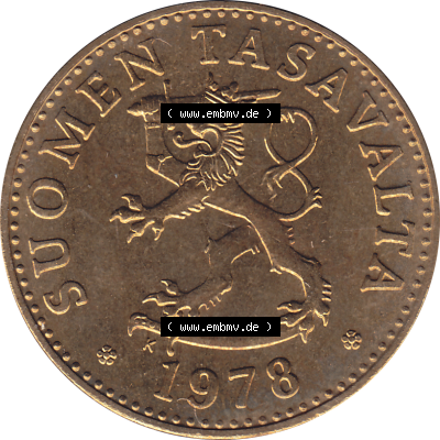 Münze Finnland / SUOMI Umlaufmünzen Sammlung in PNG 1963-1990, 50 Penny 1978-1 (5) - Digital Münzen-Bildmaterial einer Münze aus Finnland in farbige mit einen Scanner... Sammlung