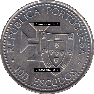 Alte Gedenkmünze aus Portugal als PNG-Grafik 1989, 100 Escudos, 1420 Madeira Porto Santo 1419. Vorderseite der Gedenkmünze aus Portugal zum katalogisieren im Münzen-Katalog... Sammlung