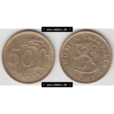 Münze Finnland / SUOMI Umlaufmünzen Sammlung in PNG 1963-1990, 50 Penniä (3) - Digital Münzen-Bildmaterial einer Münze aus Finnland in farbige mit einen Scanner... Sammlung