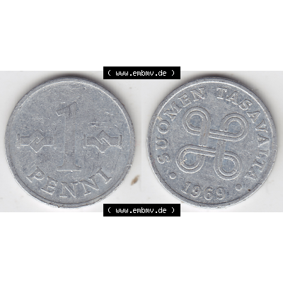 Münze Finnland / SUOMI Umlaufmünzen Sammlung in PNG 1969-1979, 1 Penni (3) - Digital Münzen-Bildmaterial einer Münze aus Finnland in farbige mit einen Scanner erstellten... Sammlung