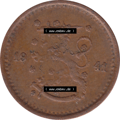 Münze Finnland / SUOMI Umlaufmünzen Sammlung in PNG 1940-1943, 50 Penny, Penniä, Kupfer 1941-1 (5) - Digital Münzen-Bildmaterial einer Münze aus... Sammlung