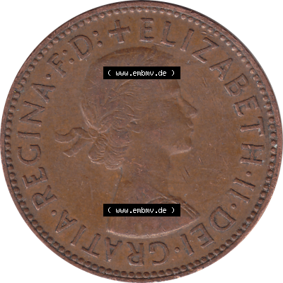 Münzen Großbritannien Umlaufmünzen Sammlung in PNG 1954-1970, Half Penny, Halber Pence 1960-01, Elisabeth II. (5) - Digitales Münzen-Bildmaterial... Sammlung