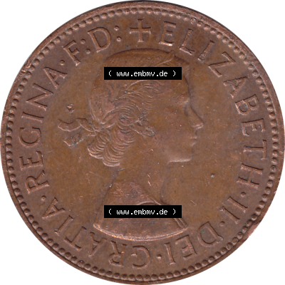Münzen Großbritannien Umlaufmünzen Sammlung in PNG 1954-1970, Half Penny, Halber Pence 1964-01, Elisabeth II. (5) - Digitales Münzen-Bildmaterial... Sammlung