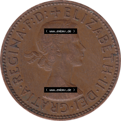 Münzen Großbritannien Umlaufmünzen Sammlung in PNG 1954-1970, Half Penny, Halber Pence 1954-02, Elisabeth II. (5) - Digitales Münzen-Bildmaterial... Sammlung