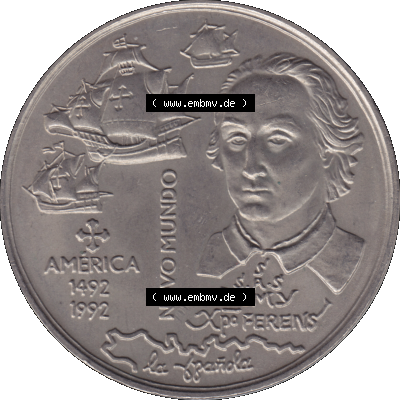 Alte Gedenkmünze aus Portugal als PNG-Grafik 1992, 200 Escudos, America 1492, Novomundo, Xpo Perens. Rückseite der portugiesischen 200 Escudos Gedenkmünze... Sammlung