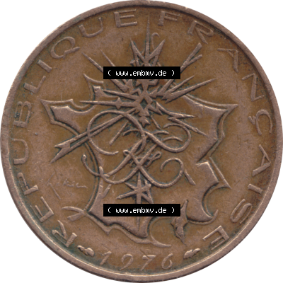 Münze Frankreich Umlaufmünzen Sammlung in PNG 1974-1987, 10 Franken-Francs 1976-01 (6) - Digitales Münzen-Bildmaterial einer französischen Francs Münze aus Frankreich... Sammlung