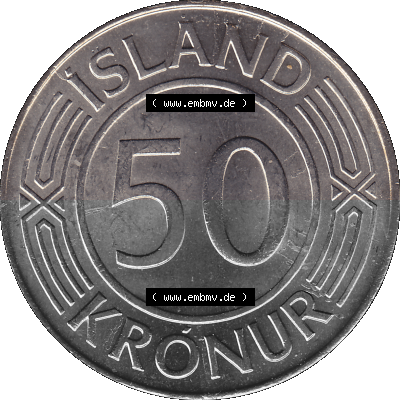 Island Umlaufmünze 1970-1980, 50 Kronur 1980 (Stück 1), 50 Isländische Kronen Sammlung