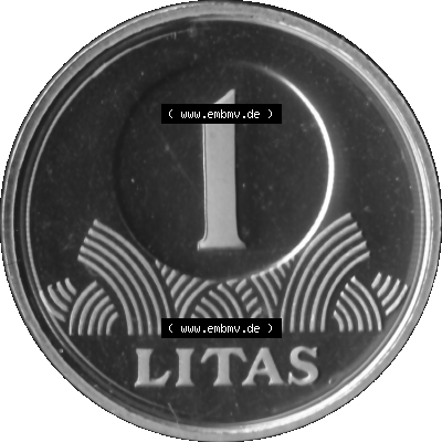 Litauen Kursmünzensatz 1997-2014, 1 Litas 2003 (Stück 1) Graustufen, Digitales Bildmaterial von Münzen aus Litauen Sammlung