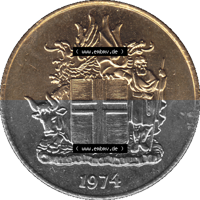 Island Umlaufmünze 1946-1975, 1 Krona 1974 (Stück 1), 1 Isländische Krone Sammlung