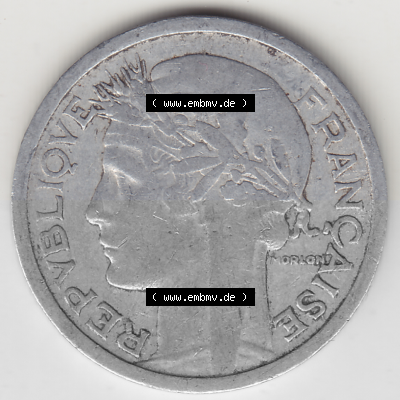 Münze Frankreich Umlaufmünzen Sammlung in PNG 1941-1959, 1 Franken - Francs 1945 (1) - Digitales Münzen-Bildmaterial einer... Sammlung