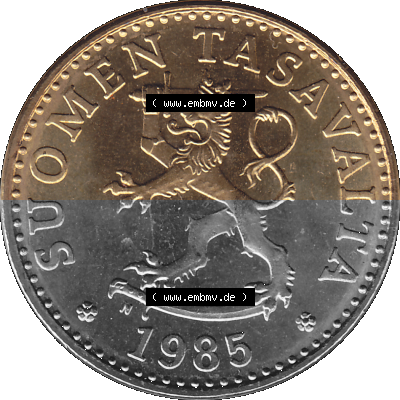 Alte Münzen KMS Finnland, Kursmünzensatz 1976 in Stempelglanz als digitales Computerbild in transparenten PNG 1963-1990, 20... Sammlung