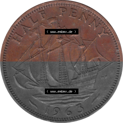 Münzen Großbritannien Umlaufmünzen Sammlung in PNG 1954-1970, Half Penny, Halber Pence 1963 (Stück 1), Elisabeth II. (6) -... Sammlung