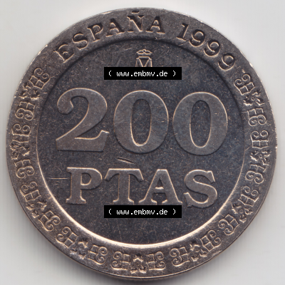 Münze Spanien / España Umlaufmünzen Sammlung in PNG 1998-2000, 200 PTAS, Peseten (1) - Digitales Münzen-Bildmaterial einer... Sammlung