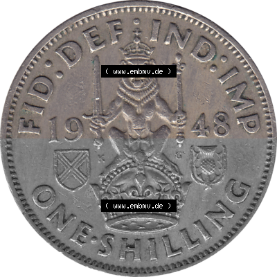 Münzen Großbritannien Umlaufmünzen Sammlung in PNG 1947-1948, 1 One Schilling - One Shilling, 1948 (Stück 1) Sitzender gekrönter... Sammlung