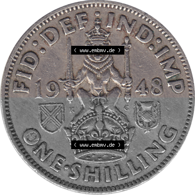 Münzen Großbritannien Umlaufmünzen Sammlung in PNG 1947-1948, 1 One Schilling - One Shilling, 1948 (Stück 2) Sitzender gekrönter... Sammlung