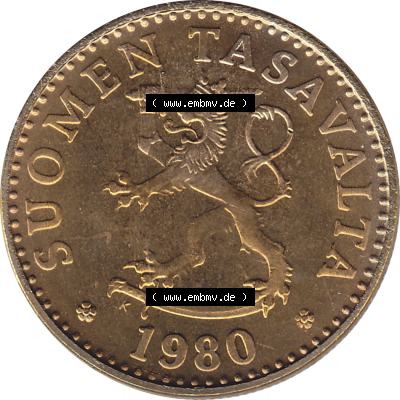 Münze Finnland / SUOMI Umlaufmünzen Sammlung in PNG 1963-1990, 20 Penny Zwanzig Penniä 1980 (Stück 1), SUOMEN TASAVALTA (5)... Sammlung