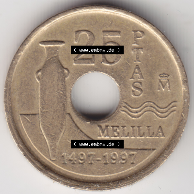 Münze Spanien / España Umlaufmünzen Sammlung in PNG 1997-1997, 25 PTAS - Peseten 1997 (1) - Digitales Münzen-Bildmaterial... Sammlung