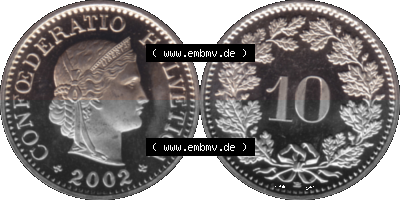 KMS Schweiz in original Farbgebung vom Scanner transparenten PNG 1940-2018, 10 Rappen 2002 Sammlung