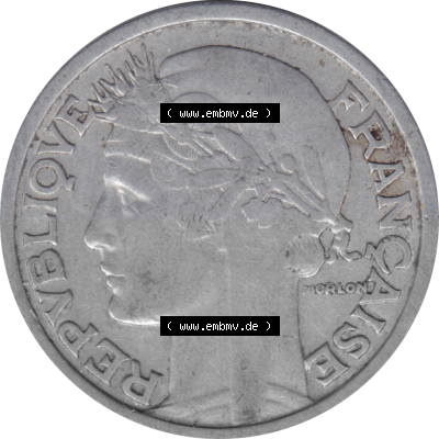 Münze Frankreich Umlaufmünzen Sammlung in PNG 1941-1959, 2 Francs, Franken 1947 (Stück 1) (6) - Digitales Münzen-Bildmaterial... Sammlung
