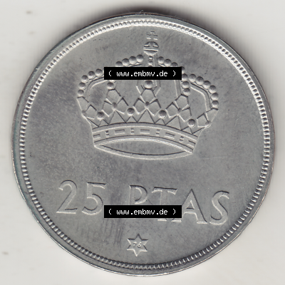 Münze Spanien / España Umlaufmünzen Sammlung in PNG 1975-1975, 25 Peseten 1975 (Stück 1), JUAN CARLOS I REY DE ESPAÑA (2)... Sammlung