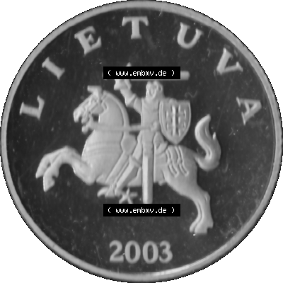 Litauen Kursmünzensatz 1997-2014, 1 Litas 2003 (Stück 1) Graustufen, Digitales Bildmaterial von Münzen aus Litauen Sammlung