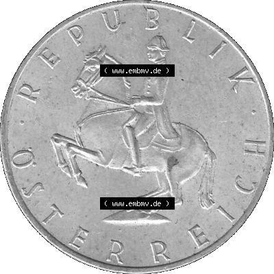 5 / Fünf Schilling Österreich in s/w Schwarzweiß bzw. Graustufen Farbgebung von Scanner transparenten PNG 1960-1968, 5 Fünf... Sammlung