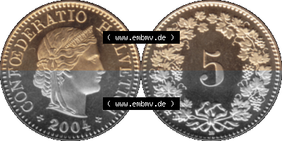 KMS Schweiz in original Farbgebung vom Scanner transparenten PNG 1979-2018, 5 Rappen 2004 Sammlung