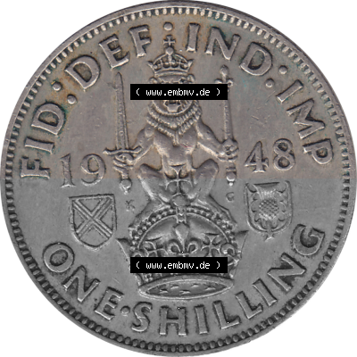 Münzen Großbritannien Umlaufmünzen Sammlung in PNG 1947-1948, 1 One Schilling - One Shilling, 1948 (Stück 3) Sitzender gekrönter... Sammlung