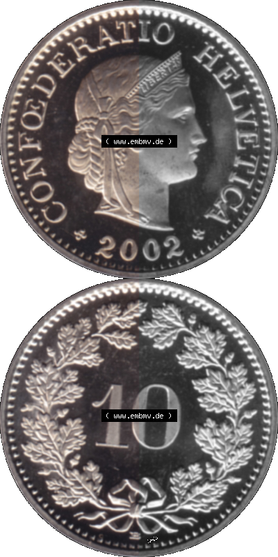 KMS Schweiz in original Farbgebung vom Scanner transparenten PNG 1940-2018, 10 Rappen 2002 Sammlung