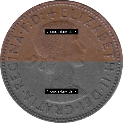 Münzen Großbritannien Umlaufmünzen Sammlung in PNG 1954-1970, Half Penny, Halber Pence 1960 (Stück 1), Elisabeth II. (5) -... Sammlung