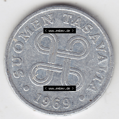Münze Finnland / SUOMI Umlaufmünzen Sammlung in PNG 1969-1979, 1 Penni (2) - Digital Münzen-Bildmaterial einer Münze aus Finnland... Sammlung