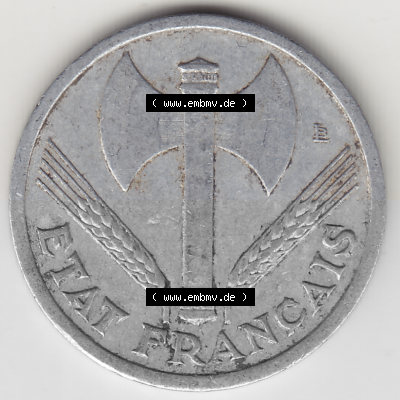 Münze Frankreich Umlaufmünzen Sammlung in PNG 1942-1944, 1 Franken - Francs 1943 (Stück 2) (1) - Digitales Münzen-Bildmaterial... Sammlung