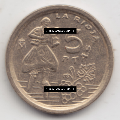 Münze Spanien / España Umlaufmünzen Sammlung in PNG 1996-1996, 5 Peseten 1996 (1) - Digitales Münzen-Bildmaterial einer spanischen... Sammlung