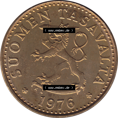 Münze Finnland / SUOMI Umlaufmünzen Sammlung in PNG 1963-1990, 20 Penny Penniä 1976 (Stück 1), SUOMEN TASAVALTA (5) - Digital... Sammlung