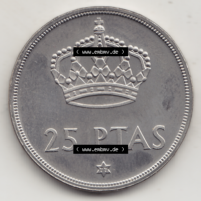 Münze Spanien / España Umlaufmünzen Sammlung in PNG 1975-1980, 25 PTAS Peseten, 1977 (Stück 1) (2) - Digitales Münzen-Bildmaterial... Sammlung