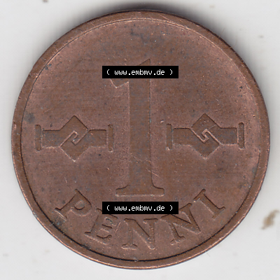 Münze Finnland / SUOMI Umlaufmünzen Sammlung in PNG 1963-1969, 1 Penni (1) - Digital Münzen-Bildmaterial einer Münze aus Finnland... Sammlung