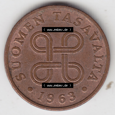 Münze Finnland / SUOMI Umlaufmünzen Sammlung in PNG 1963-1969, 1 Penni (2) - Digital Münzen-Bildmaterial einer Münze aus Finnland... Sammlung