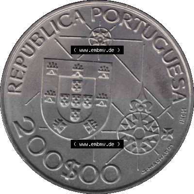 Alte Gedenkmünze aus Portugal als PNG-Grafik 1992, 200 Escudos, America 1492, Novomundo, Xpo Perens Sammlung