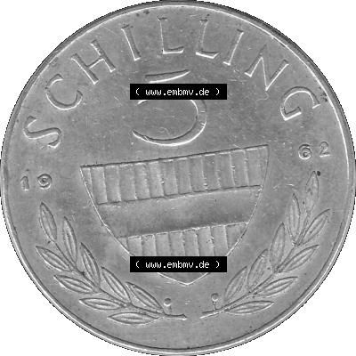 5 / Fünf Schilling Österreich in s/w Schwarzweiß bzw. Graustufen Farbgebung von Scanner transparenten PNG 1960-1968, 5 Fünf... Sammlung