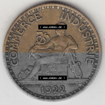 Münze Frankreich Umlaufmünzen Sammlung in PNG 1922-1927, 1 Franken, BON POUR One Franc, 1922 (Stück 2) CHAMBRES DE COMMERCE... Sammlung