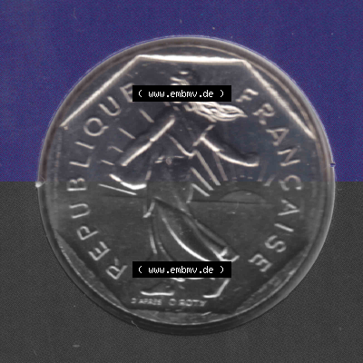 Münze Frankreich aus KMS Umlaufmünzen Sammlung in PNG 2000, 5 Francs (2) - Digitales Münzen-Bildmaterial einer französischen... Sammlung