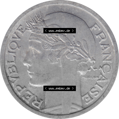 Münze Frankreich Umlaufmünzen Sammlung in PNG 1941-1959, 1 Francs, Franken 1958 (Stück 1) (6) - Digitales Münzen-Bildmaterial... Sammlung