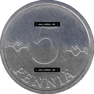 Alte Münzen KMS Finnland, Kursmünzensatz 1976 in Stempelglanz als digitales Computerbild in transparenten PNG 1977-1990, 5 Penny... Sammlung