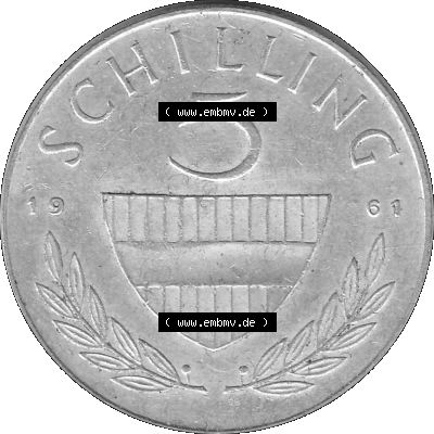 5 / Fünf Schilling Österreich in s/w Schwarzweiß bzw. Graustufen Farbgebung von Scanner transparenten PNG 1960-1968, 5 Fünf... Sammlung